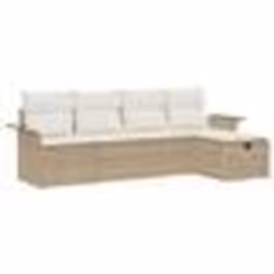 vidaXL Ensemble de canapé de jardin 5 pièces avec coussins Beige Rattan PE