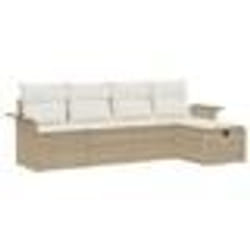 vidaXL Ensemble de canapé de jardin 5 pièces avec coussins Beige Rattan PE
