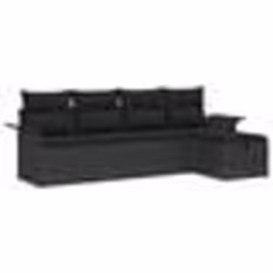 vidaXL Ensemble de canapé de jardin 5 pièces Noir Poly Rotin avec coussins