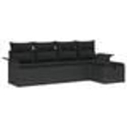 vidaXL Ensemble de canapé de jardin 5 pièces Noir Poly Rotin avec coussins
