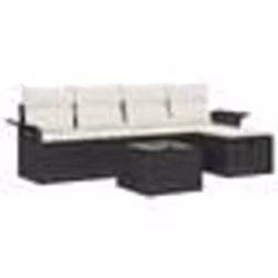 vidaXL Ensemble de canapé de jardin 6 pièces avec coussins noirs en poly rotin