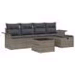vidaXL Ensemble de canapés de jardin de 6 pièces avec coussins Gris Poly Rotin