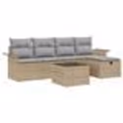 vidaXL Canapé de jardin 6 pièces avec coussins Beige en rotin synthétique