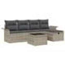 vidaXL Ensemble de canapé de jardin 6 pièces avec coussins Gris Clair Rotin Synthétique