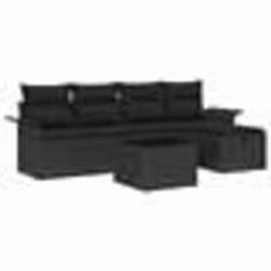 vidaXL Set de canapé de jardin 6 pièces avec coussins Noir Poly rotin