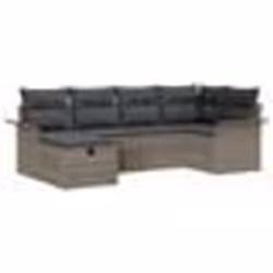 vidaXL Ensemble de Canapés de Jardin de 6 Pièces avec Coussins Gris Rattan Polyéthylène