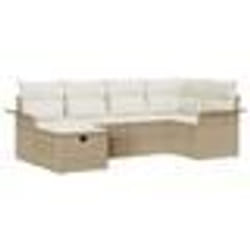 vidaXL Ensemble de Canapé de Jardin de 6 Pièces avec Coussins Beige Poly Rotin