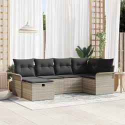 vidaXL 6 pièces Canapé de jardin avec coussins Gris clair Poly Rattan