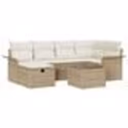 vidaXL Ensemble de 7 Pièces de Canapé de Jardin avec Coussins Beige en Rattan
