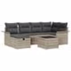 vidaXL Set de canapé de jardin 7 pièces avec coussins en rotin synthétique gris clair