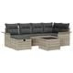 vidaXL Set de canapé de jardin 7 pièces avec coussins en rotin synthétique gris clair