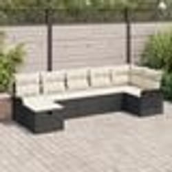 vidaXL Ensemble de canapés de jardin 7 pièces avec coussins noirs en rotin synthétique
