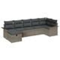 vidaXL Ensemble Canapé Jardin 7 pièces avec Coussins Gris Rattan Synthétique