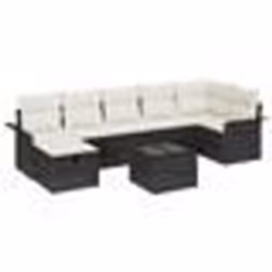vidaXL Ensemble de canapé de jardin 8 pièces avec coussins noir poly rotin