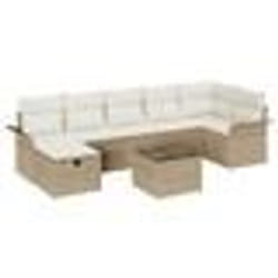 vidaXL Ensemble canapé jardin 8 pièces avec coussins beige en rattan synthétique