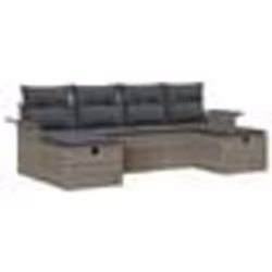 vidaXL Ensemble de canapé de jardin 6 pièces avec coussins Gris Rotin synthétique