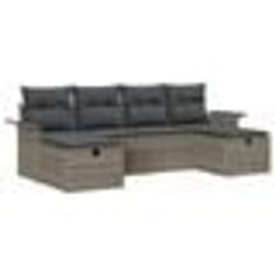 vidaXL Ensemble de canapé de jardin 6 pièces avec coussins Gris Rotin synthétique