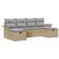 vidaXL Ensemble de canapés de jardin 6 pièces avec coussins Beige Poly Rattan