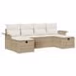 vidaXL Ensemble de canapé de jardin 6 pièces avec coussins beige en rotin poly