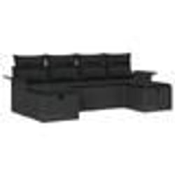 vidaXL Ensemble de canapé de jardin 6 pièces avec coussins noir poly rotin
