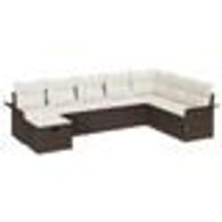 vidaXL Ensemble de canapé de jardin 8 pièces avec coussins Marron Rotin Poly