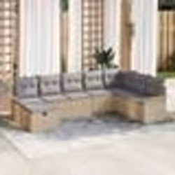 vidaXL Ensemble de Canapé de Jardin 8 Pièces avec Coussins Beige Rotin Synthétique