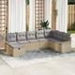 vidaXL Ensemble de Canapé de Jardin 8 Pièces avec Coussins Beige Rotin Synthétique