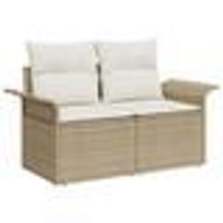 vidaXL Ensemble de Canapé de Jardin 8 Pièces avec Coussins Beige Poly Rotin