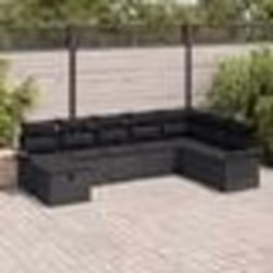 vidaXL Canapé de jardin de 8 pièces avec coussins en rotin poly noir
