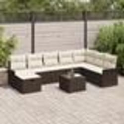 vidaXL Canapé de Jardin 9 Pièces avec Coussins Marron Rattan