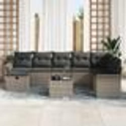 vidaXL Ensemble de Canapés de Jardin 9 Pièces avec Coussins Gris en Poly Rattan