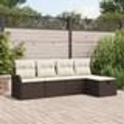 Ensemble de canapé de jardin 5 pièces avec coussins marron en rotin synthétique