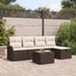 Ensemble de Canapés de Jardin 6 pièces avec Coussins Marron Poly Rattan