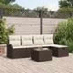 Ensemble de Canapés de Jardin 6 pièces avec Coussins Marron Poly Rattan