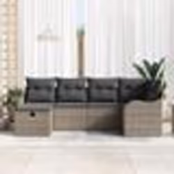 Ensemble de Canapé de Jardin 6 Pièces avec Coussins en Rattan Poly Gris