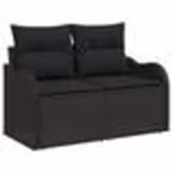 Ensemble de 7 Pièces de Canapé de Jardin avec Coussins Noir Rattan Poly