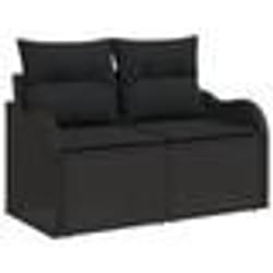 Ensemble de 7 Pièces de Canapé de Jardin avec Coussins Noir Rattan Poly