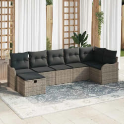 vidaXL Ensemble de canapé de jardin 7 pcs Gris 287.5 x 122.5 x 85 cm