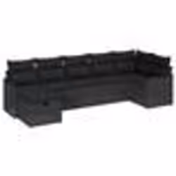 Ensemble de Canapé de Jardin 7 Pièces avec Coussins Noir Poly Rattan