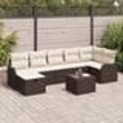 Set de Canapé de Jardin 8 Pièces avec Coussins Marron Rotin Poly vidaXL