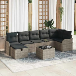 vidaXL Ensemble de canapé de jardin 8 pcs Gris 287.5 x 122.5 x 85 cm