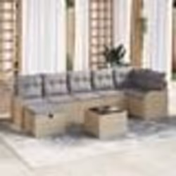 Ensemble de canapé de jardin 8 pièces avec coussins beige poly rotin vidaXL