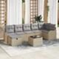 Ensemble de canapé de jardin 8 pièces avec coussins beige poly rotin vidaXL