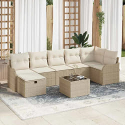 vidaXL Ensemble de canapé de jardin avec coussin 8 pcs beige et crème