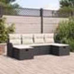 Ensemble de Canapé de Jardin vidaXL 6 Pièces avec Coussins Noir Rotin Poly