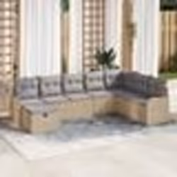 Ensemble de canapé de jardin 8 pièces avec coussins en poly rotin beige