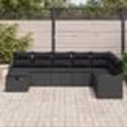 Set de Canapés de Jardin vidaXL 8 Pièces avec Coussins Rotin Poly Noir