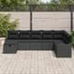 Set de Canapés de Jardin vidaXL 8 Pièces avec Coussins Rotin Poly Noir
