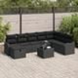 Ensemble de canapé de jardin vidaXL 9 pièces avec coussins en rotin poly noir