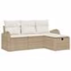 vidaXL Set de Canapé de Jardin 4 Pièces avec Coussins Beige Poly Rattan